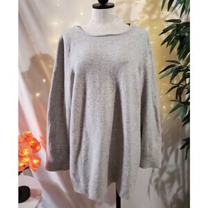 Ann Taylor Wool Alpaca Knit Gray Tunic Sweater Womens Size XL Bell Sleeve Ribbed